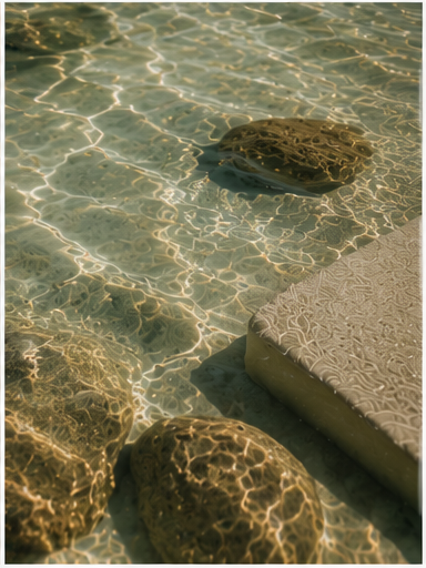 Crystal clear turquoise water with light patterns